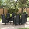VidaXL 7-Piece Garden Dining Set Black Poly Rattan, Modern Outdoor Furniture, Seating Set, 3380117