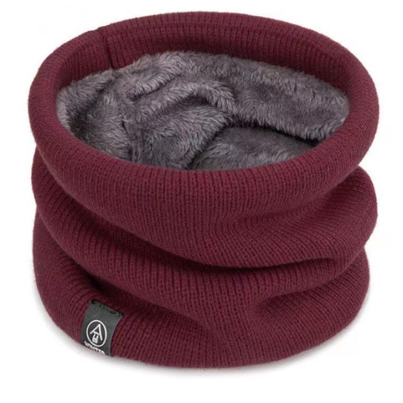 Winter Plush Scarf Woolen Knitting for Women Pure Color Neck Warmer Thick Cashmere Headband Ski Mask