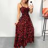 Женское платье на бретельках с леопардовым принтом и низким вырезом, V-образным вырезом, без рукавов, обтягивающее, с высокой талией, в тон, с открытой спиной, с большим подолом, пляжное платье макси для отпуска
