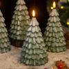 Green Christmas Tree Night Light Flameless Pillar Candles  Christmas Decoration