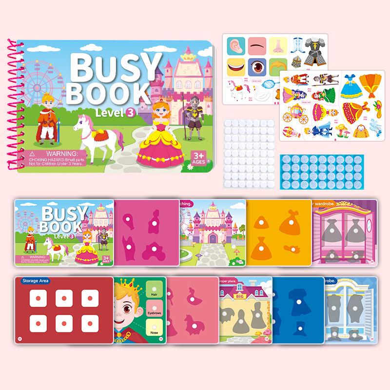 Travel-Friendly Busy Book for Kids with 4 Cartoon Themes for Quiet DIY Sticker Fun