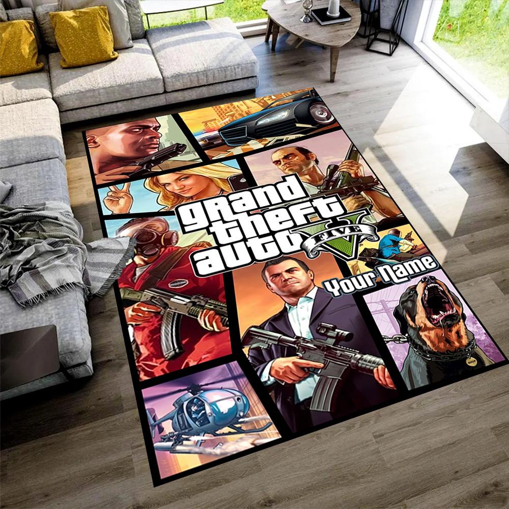 Grand Theft Auto Customizable Name Carpet Perfect for Dormitory Playrooms Outdoor Entryway Antislip Carpet Office home decor