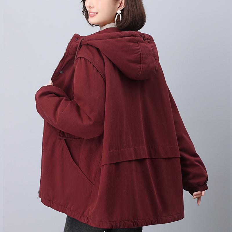 Women's 2024 Winter Fleece-Lined Thick Cotton Parka - Korean Style, Loose Fit for Mid-Aged Moms