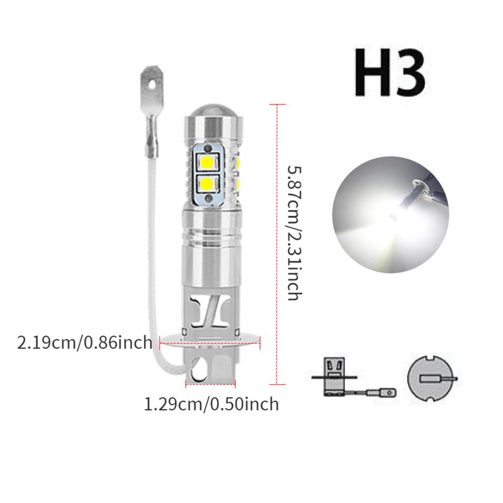 2 шт. Автомобильная противотуманная фара H1 LED с линзой H3 LED Противотуманная лампа для дневного света Супер яркая LED Автолампа белая ледяно-голубая Адаптер не требуется