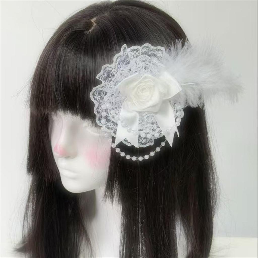 Elegant Flapper Fascinator Beaded Lace Rosette Headpiece for Special Event Wedding Engagement Headwear Hair Styling