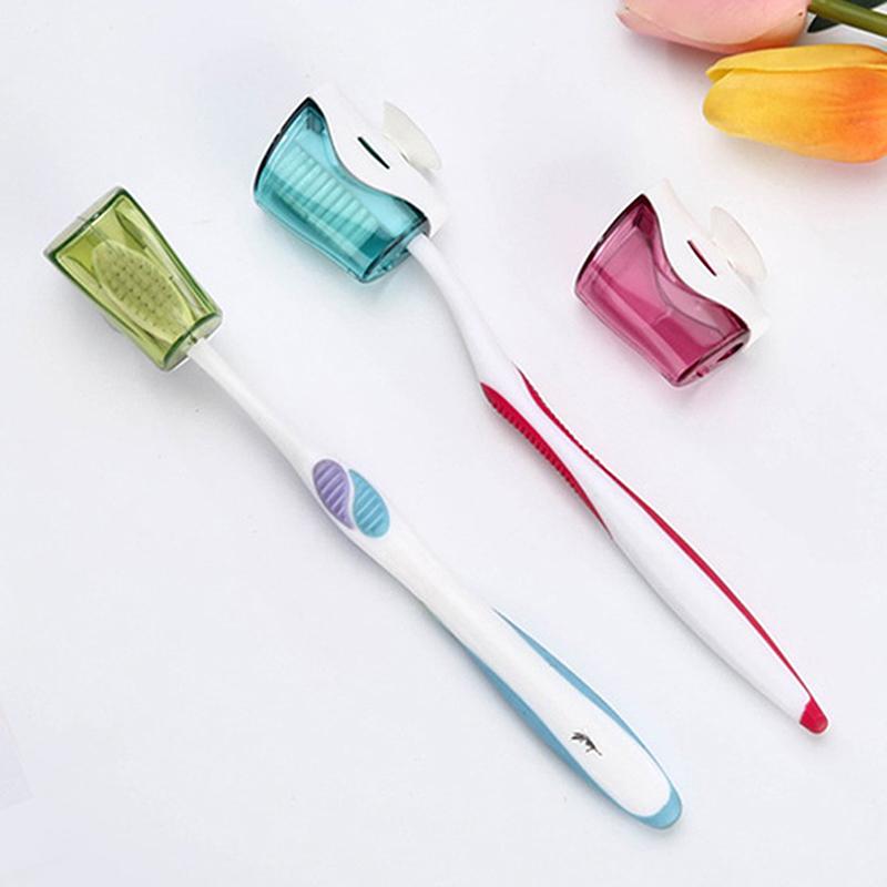 Travel Storage Toothbrush Head Covers Toothbrush Dustproof Protector Cap Bathroom Toothbrush Holder Suction Cup Wall Mount Rack