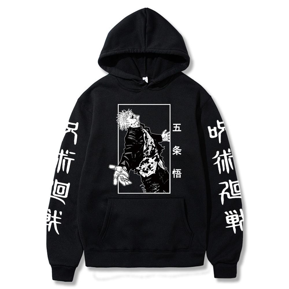 Anime Jujutsu Hoodies Men Kaisen Satoru Gojo Print Sweatshirt Autumn Winter Harajuku Hoody Hooded Streetwear Plus Size Hoodie