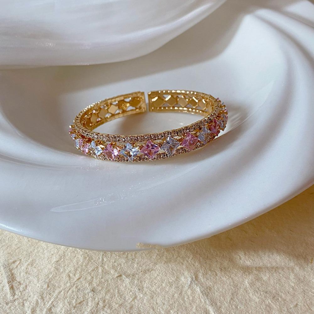 Chinese Vintage Cloisonne Bangle Traditional Women's Hand Bracelet Hollow Out Flower Bangle  Women