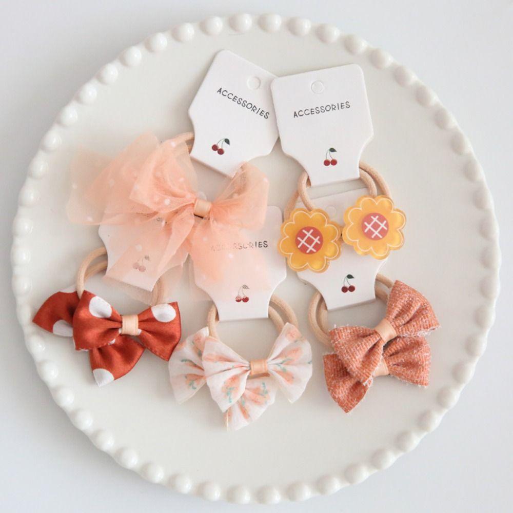 10Pcs Sweet Hair Ties Bowknot Cute Hair Rope Luxury Bows Flower Headdress
