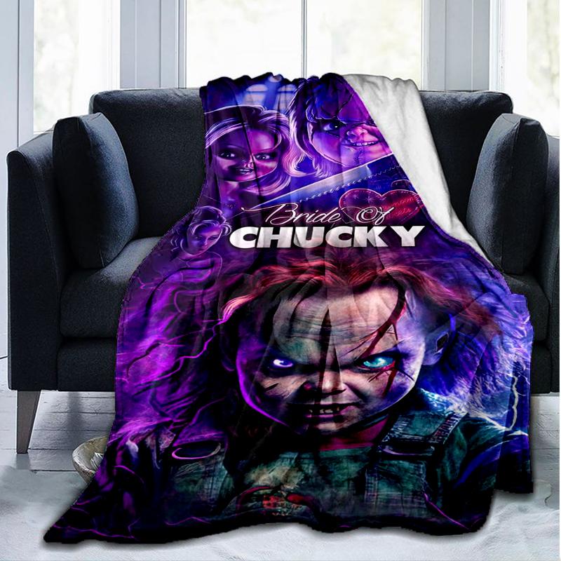 Chucky Horror Print Flannel Blanket, Soft Warm Lightweight Throw Blanket for living Room,Sofa Bed Camping office