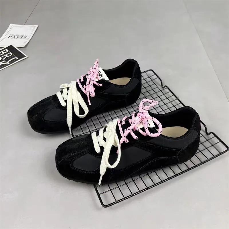 Модные женские кроссовки на тонкой подошве, дизайнерская обувь, новые, винно-красные, в стиле ретро, из коровьей кожи с комбинированным дизайном, обувь для ходьбы, коррекция осанки, 40