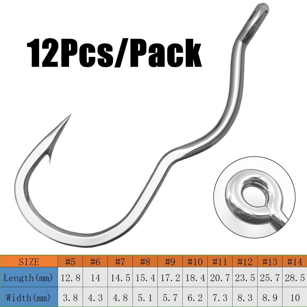 12Pcs/Pack With Eye Fishing Hook Sharp Barbed Fishing Tackle Automatic Flip Fishhook