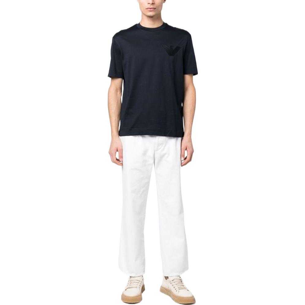 EMPORIO ARMANI T-Shirts Men's Marine Blue Crew Neck Moderate Straight Fit 3R1TZ3-1JSAZ-0920
