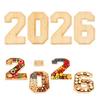 4 шт./набор Заполняемые числовые коробки 2026 Деревянные доски для закусок Многоразовые сервировочные подносы Фрукты Кексы Блюда Тарелки Украшение для вечеринки