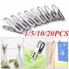 1/5/10/20PCS Stainless Steel Clamp Windproof Clothespin Small Flat Duck Silver Hanger Open Folder Flat Folder Windproof Clip