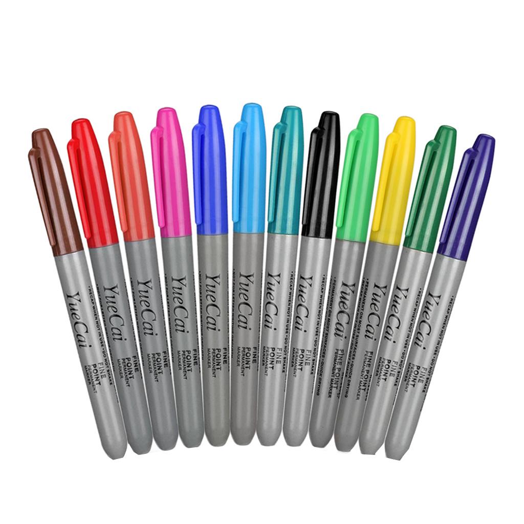 Piercing Skin Marker Dual-tip Pen Marking Scribe Tattoo Pen 12 Color Easy To Use