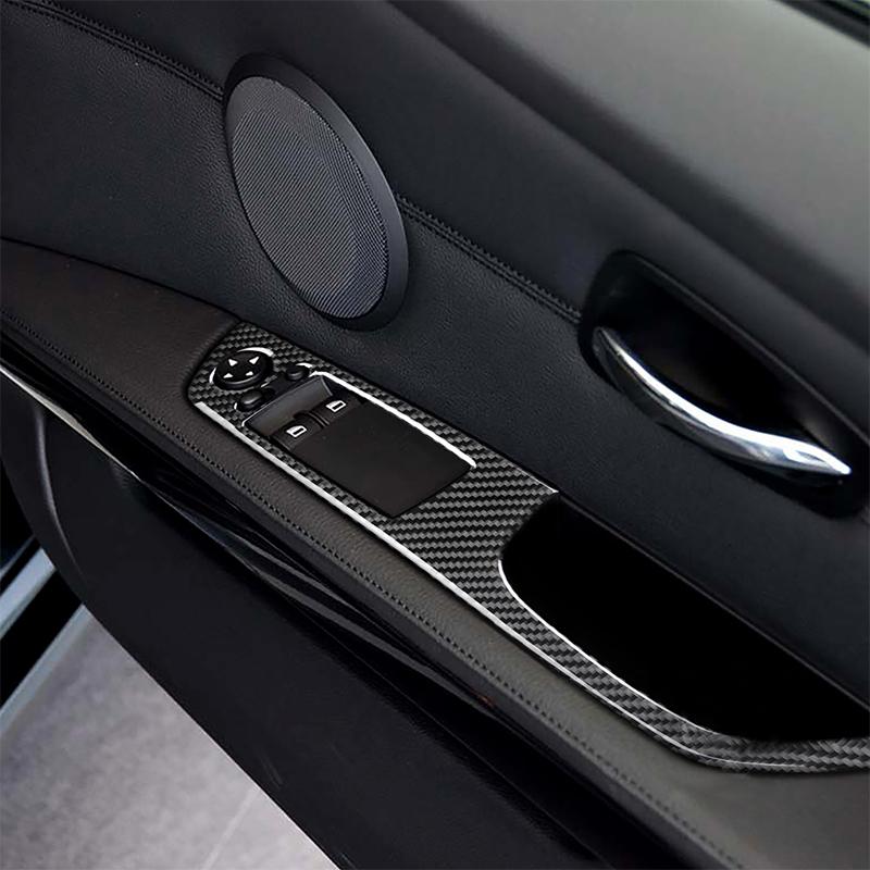 Для BMW E90 E92 E93 3 серии 2005-2012 2 шт., настоящий карбоновый переключатель окна автомобиля, подъемная панель, кнопка, крышка рамы
