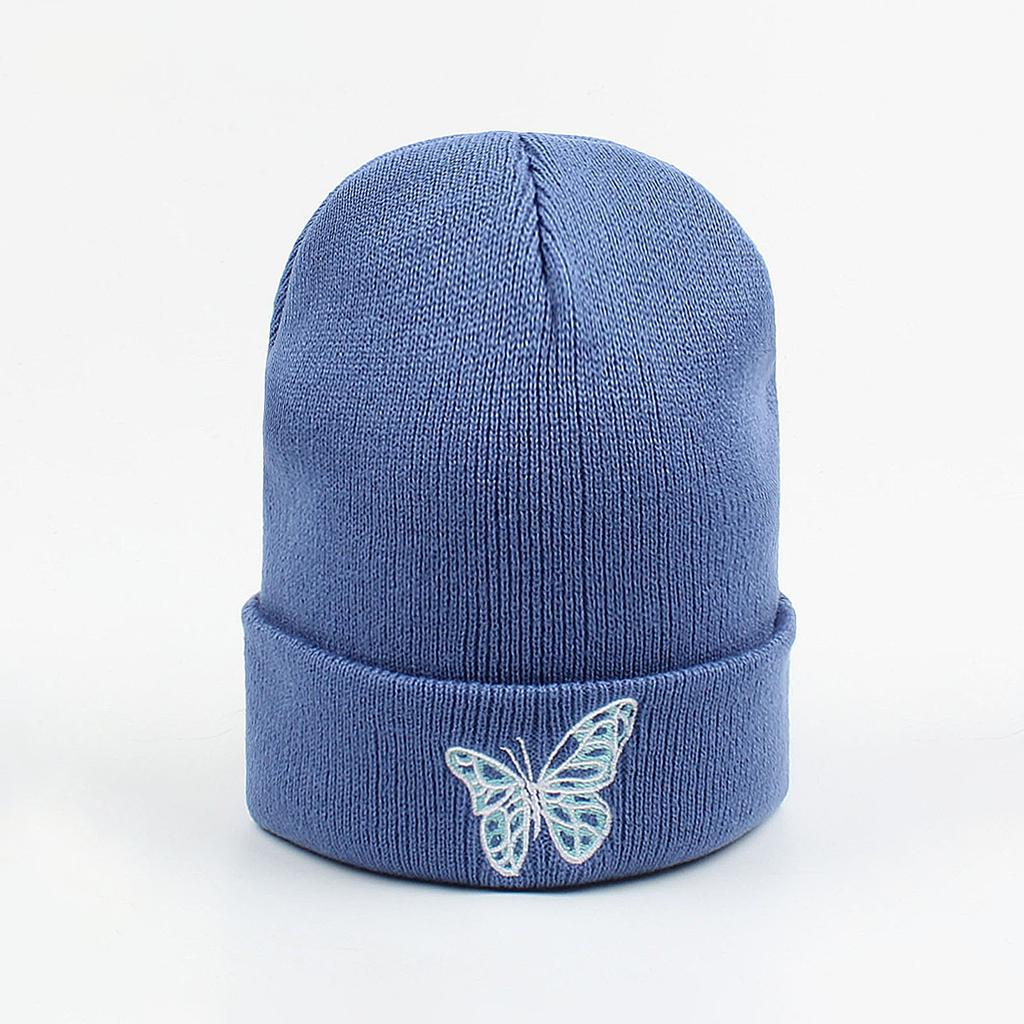 Мужские и женские зимние вязаные шапочки с вышивкой бабочкой, теплая удобная повседневная шапка