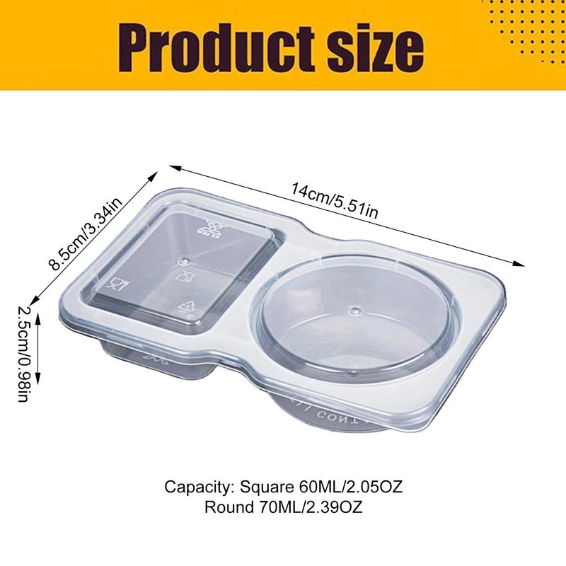 30Pcs Double Compartment Condiment Container with Lid food-grade PP Snack Containers for to-go Sauce Sampling Travel Snack