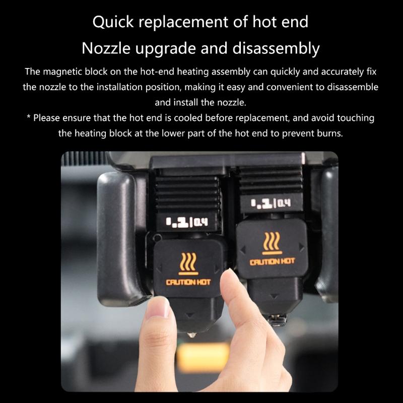 Интегрированный хотенд с быстросъемным креплением, силиконовым чехлом и съемным соплом для 3D-принтеров серии H2D Mini