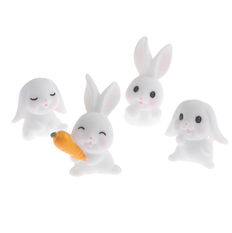 4шт Пасхальный кролик Морковь Миниатюрный садовый декор Мини-кролик Пасхальный кекс Декор