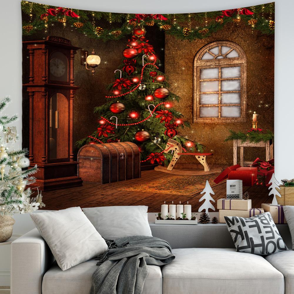 Рождественская настенная ткань, большая фоновая ткань, картина, европейский и американский гобелен с рождественской елкой