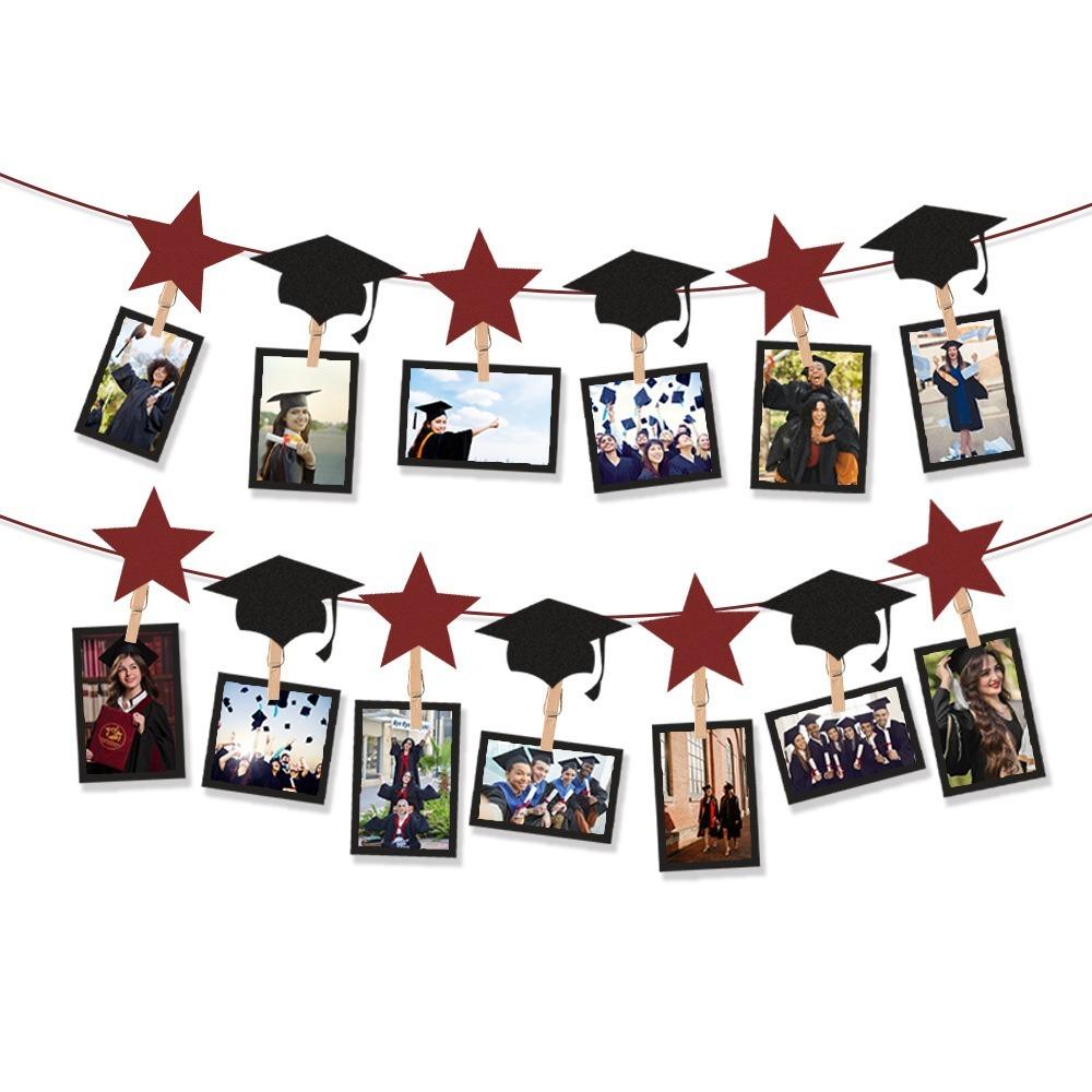 Black Gold Graduation Photo Banner Celebrate Graduation Hanging Decor  Party Favors