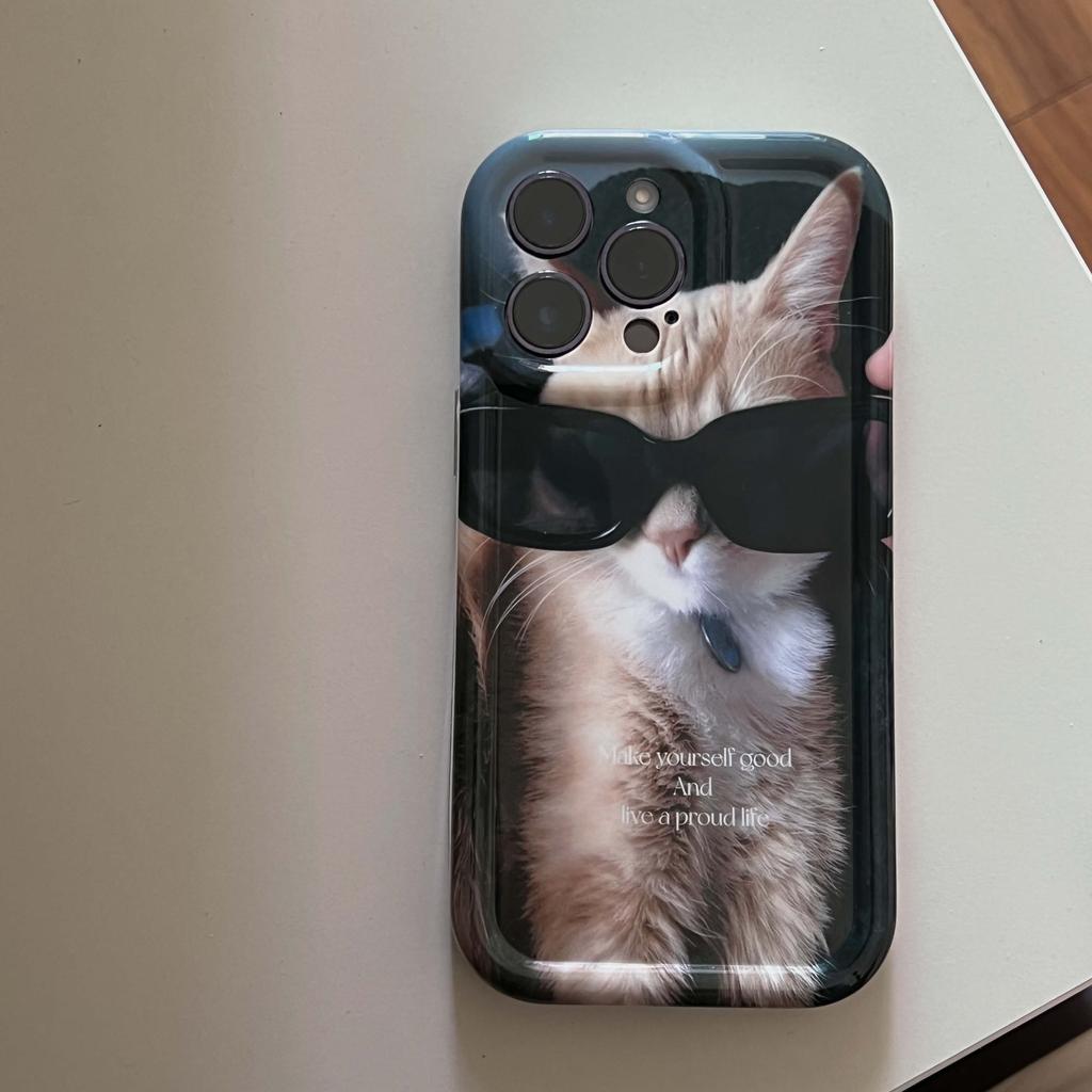 Cool Cat Relif Ins Shockproof Phone Case For Iphone 14promax 14 Pro Max Plus 13 11 12 Promax Protector Cartoon Cute Back Cover