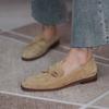 Suede Loafers Women Slip-On Butterfly Knot Flats Shoes Genuine Leather Ballets Flats Shoes for Women Moccasins Leather Shoes