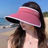 Female Uv Protection Empty Top Hat Outdoor Face Covering Sun Protection Big Eaves Sun Hat Letter Travel Beach Hat