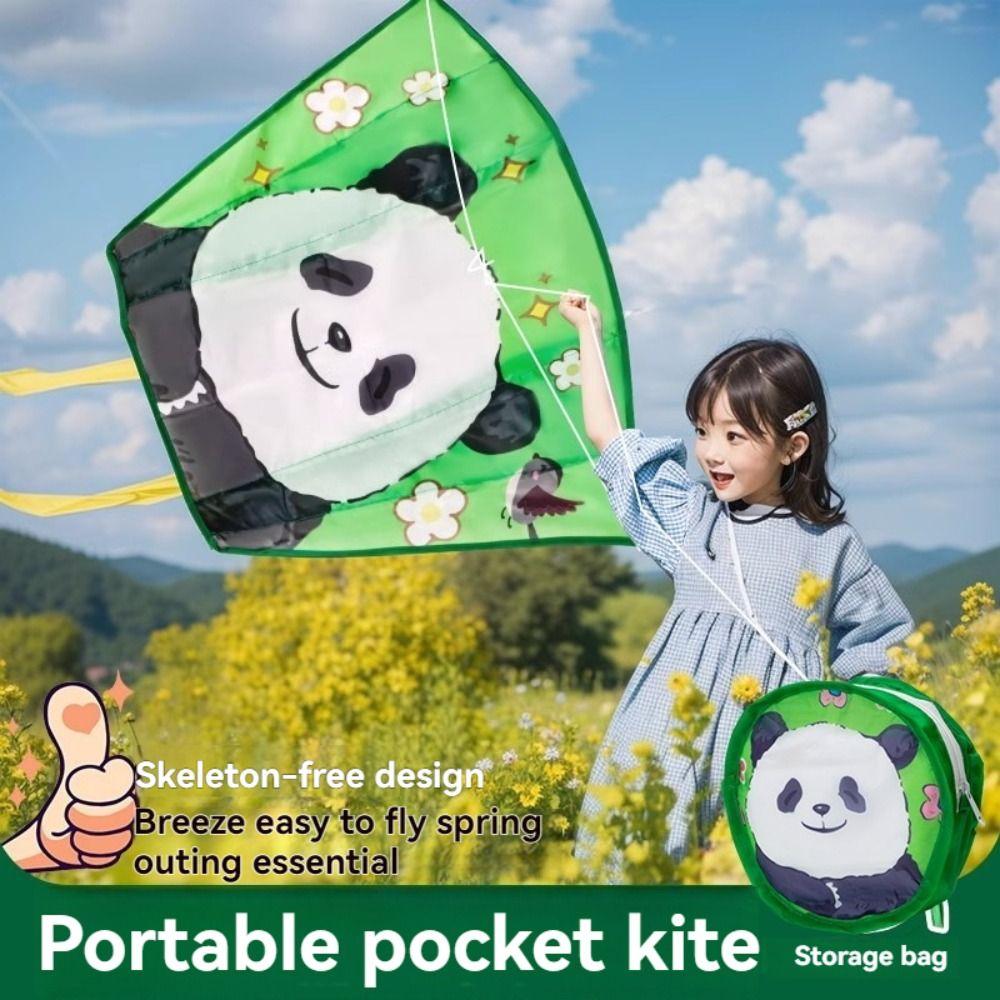 Frameless Cartoon Panda Wind Kites Easy To Fly Foldable Children Kite Toys  Children/Kid