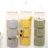 Creative Cotton Linen Multi-Layer Waterproof Hanging Storage Bag with Fabric Art Pockets