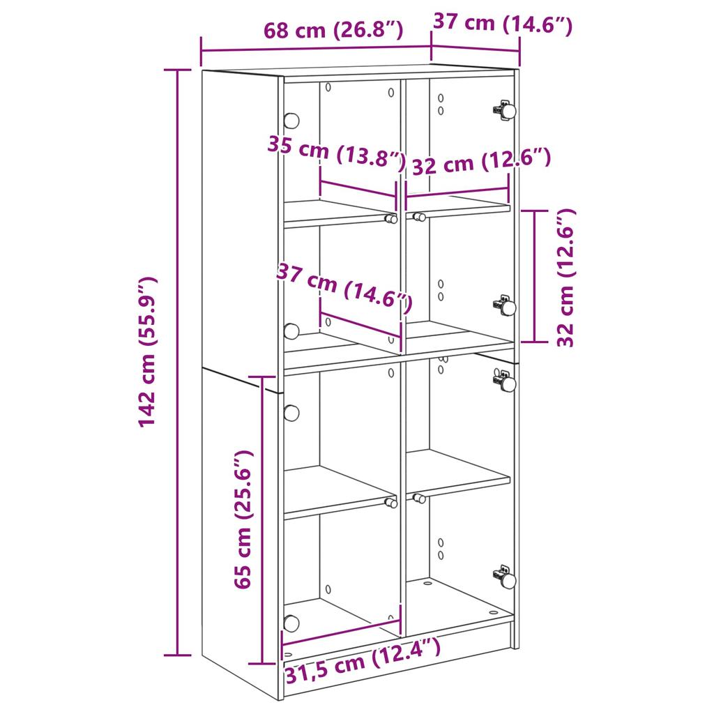 Highboard Artisan Oak 68 x 37 x 142 cm Particleboard