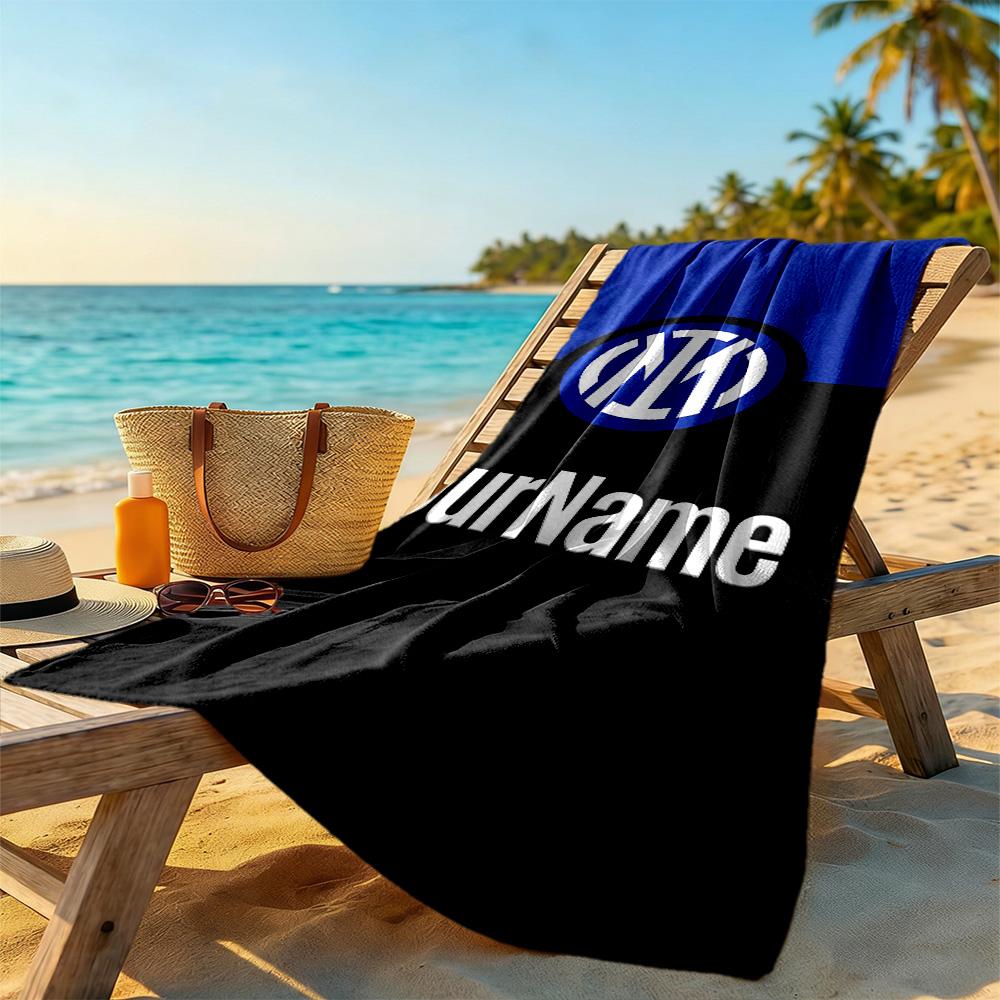 Inter Milan Personalized Text Beach Towel Super Soft Microfiber Quickdry Fabric