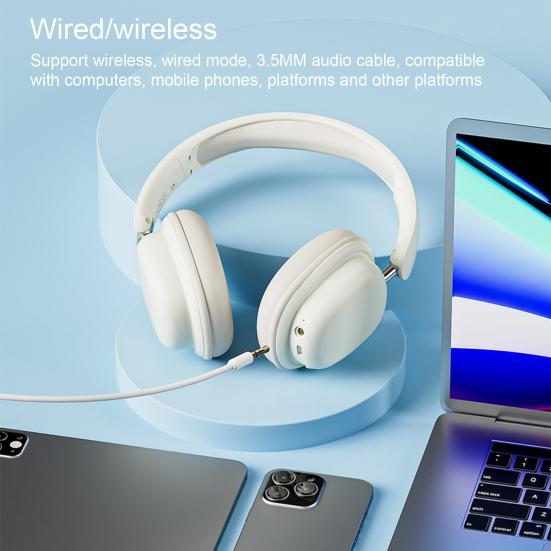 Wireless Over-ear Noise Cancelling Headphones Bluetooth-compatible 5.3 Headphones with Mic Up To 20 Hours Battery Life Gaming Running Sports
