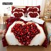 3D Love Heart Duvet Cover Microfiber Romantic Love Affection Theme Bedding Set King Full For Kids Teen Valentines Day Room Decor