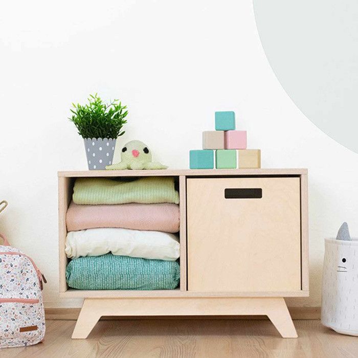 Wooden Storage Box Model 1 - Handles - Pink - 33 X 33 X 37 Cm