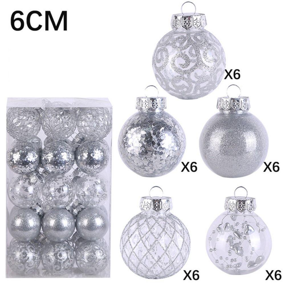 Plastic Christmas Tree Balls 6CM Xmas Baubles Fashion Christmas Ball Set Home
