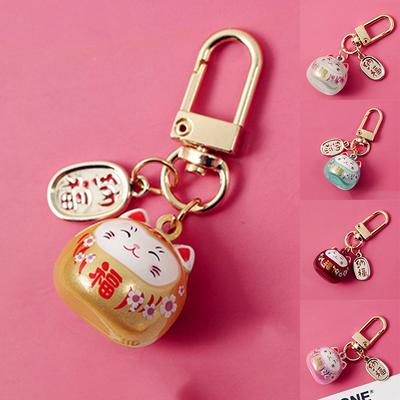 Японский брелок для ключей Lucky Cat, сумка для автомобиля, брелки, декор, кулон со звуком воды и колокольчиком