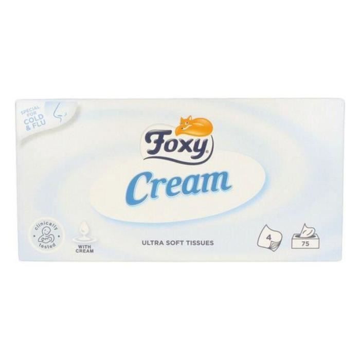 Mouchoirs en papier - Cream Foxy - 75 unités - Peaux sensibles - Hygiène intime