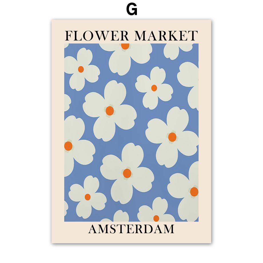 Абстрактное цветочное рыночное винтажное минималистское настенное искусство, плакаты на скандинавскую тему, живопись на холсте и принты, настенные панно для декора гостиной