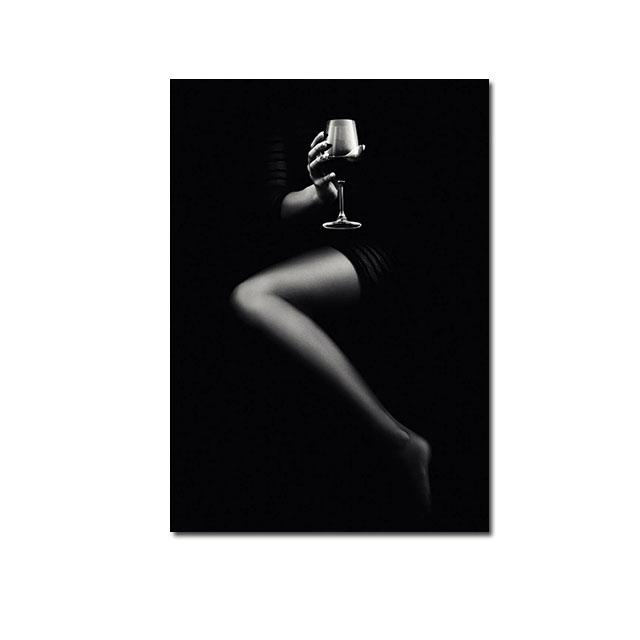 Современная мода, сексуальная женщина, боди-арт, холст, картина, черно-белые постеры с персонажами, принт, холст, настенное искусство для декора гостиной