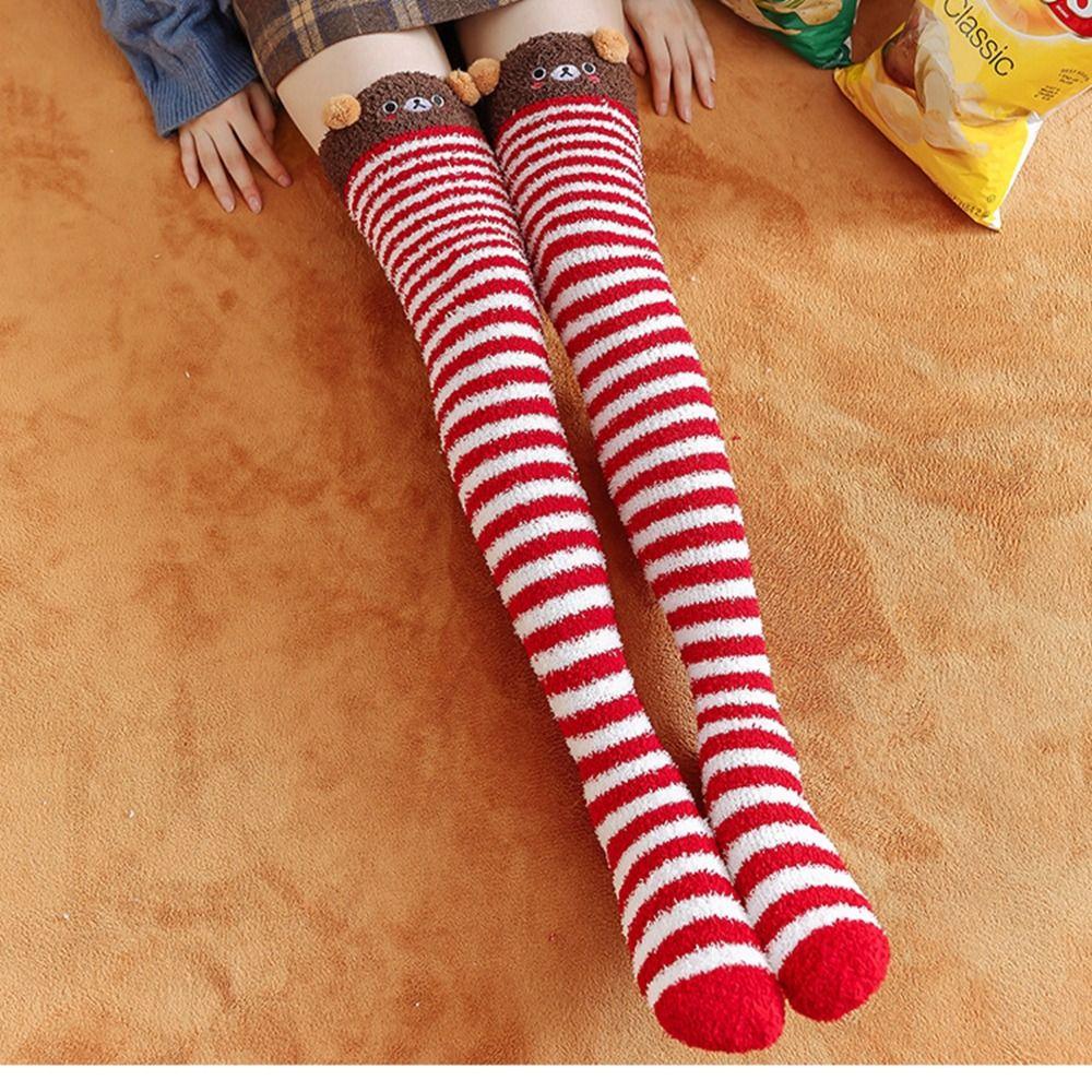 Зимние теплые моделирующие гольфы до колена 3D пушистые напольные носки милые коралловые флисовые носки женские