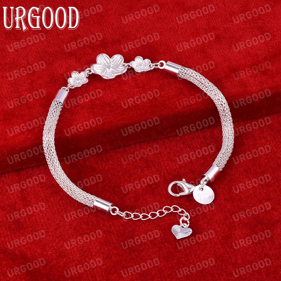 Браслет из тройного цветка сливы и розы из стерлингового серебра 925 пробы, модные свадебные украшения