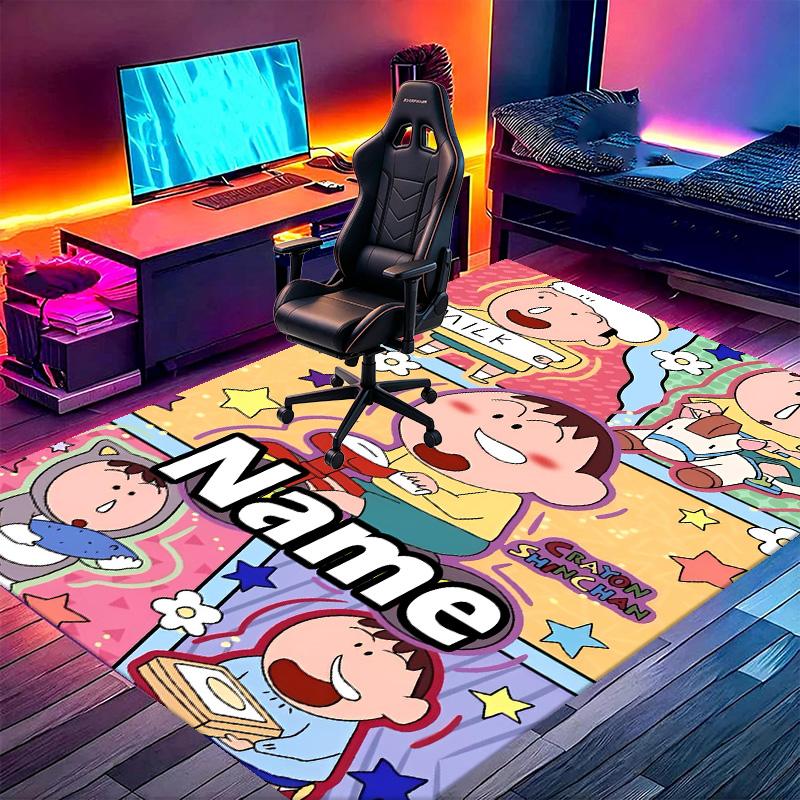 Custom Name Personalized Crayon Shin Print Carpet, Versatile Home Decor Rug, for Playroom, Apartment, Balcony, Entryway, Hallway Gift