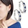 1 Pair Women Huggie Earrings Blue Cubic Zirconia Small Hoop Earrings Party Prom Clipping-on