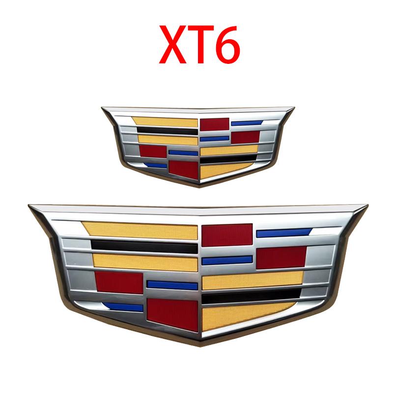 AABHW1 2Pcs For Cadillac XT6 Car Front Logo Emblem Cover Rear Trunk Badge Emblems Sticker Exterior Accessories