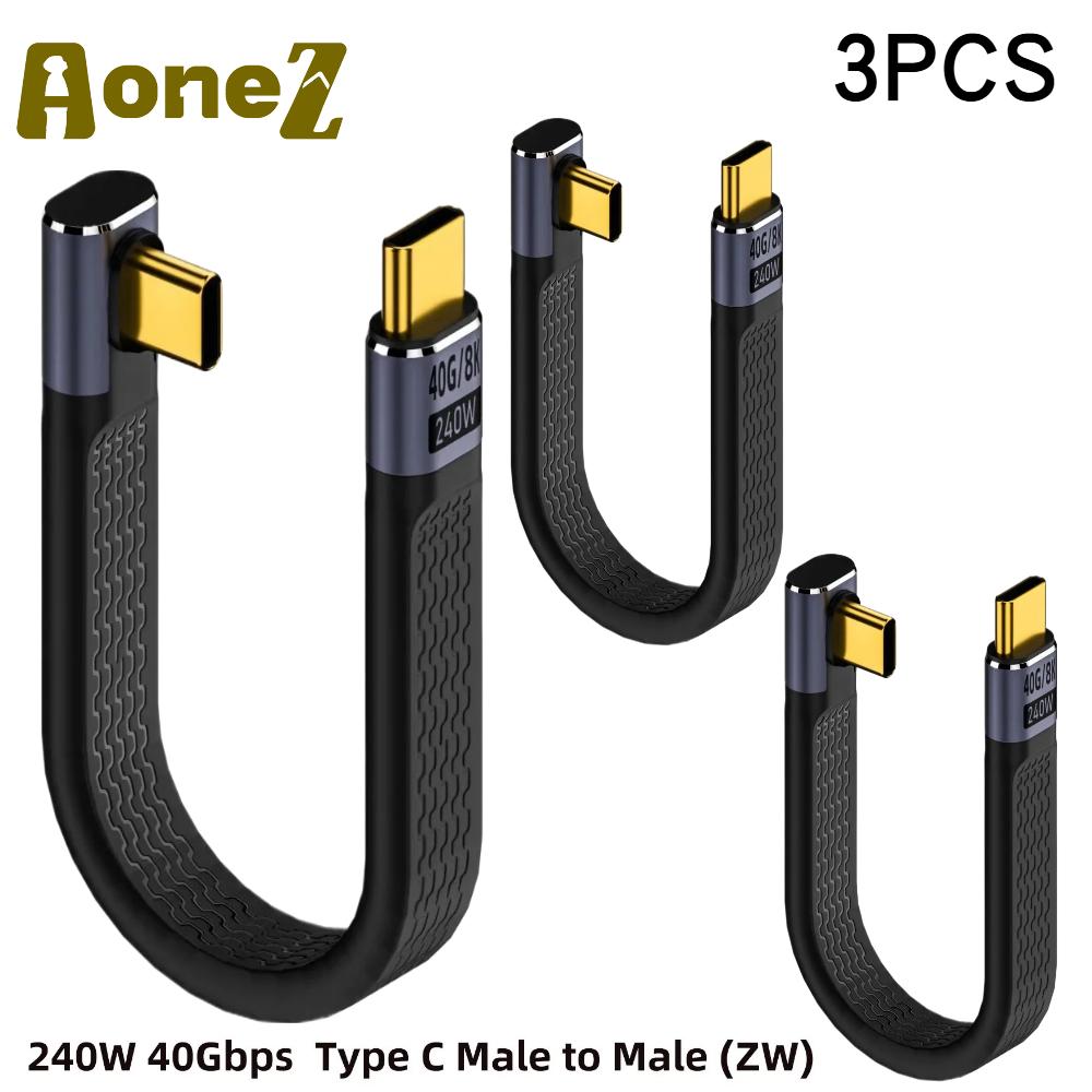 Кабель для быстрой зарядки PD 240 Вт 5 А Type C — USB C, кабель для передачи данных USB 4.0 Gen3 40 Гбит/с Thunderbolt 3 8K@60 Гц FPC для MacBook Pro