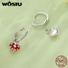 WOSTU Настоящее серебро 925 пробы, серьги-кольца с божьей коровкой для женщин, красная масляная эмаль, серьги-кольца с насекомыми, вечерние ювелирные изделия, подарок