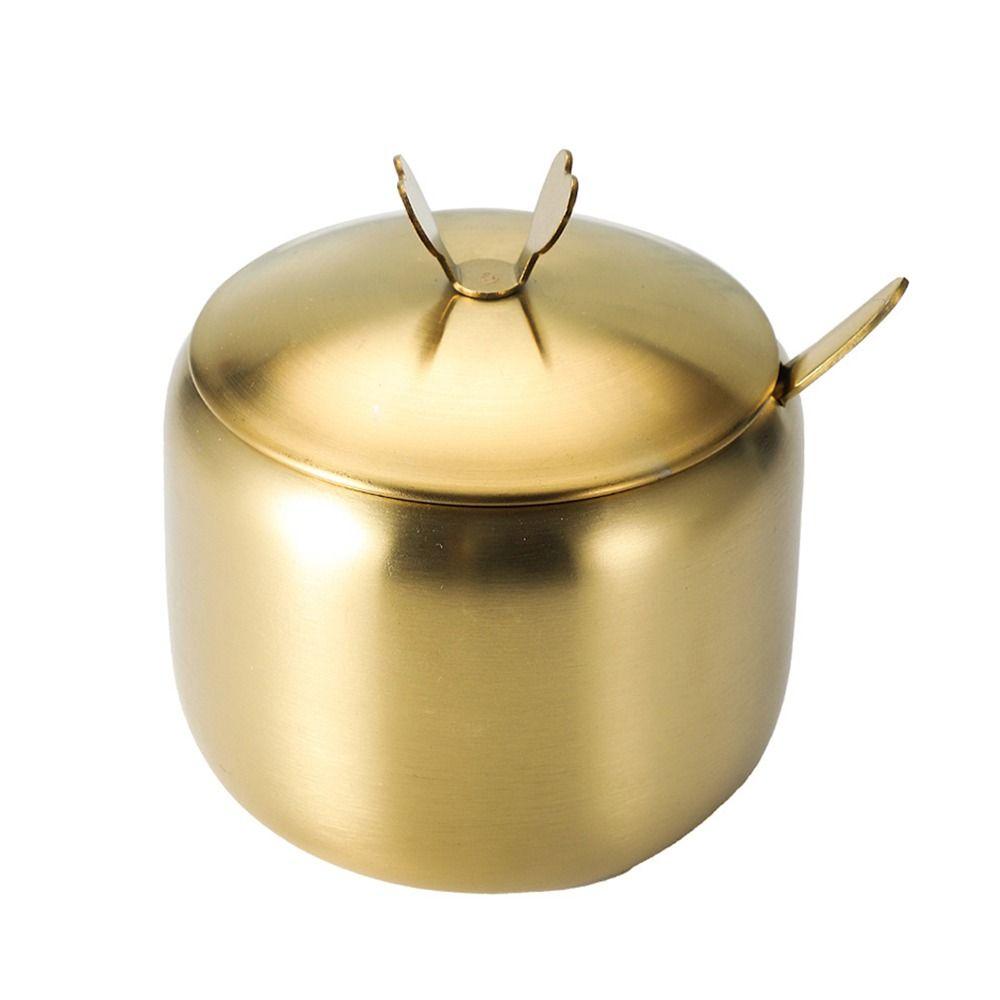 Stainless Steel Sugar Bowl Gold Silver Small Condiment Container Useful Storage Jar  Restaurant